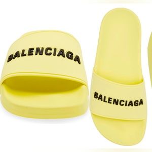BRAND NEW Balenciaga Logo Sport Slides in Yellow ⭐️ SALE ⭐️